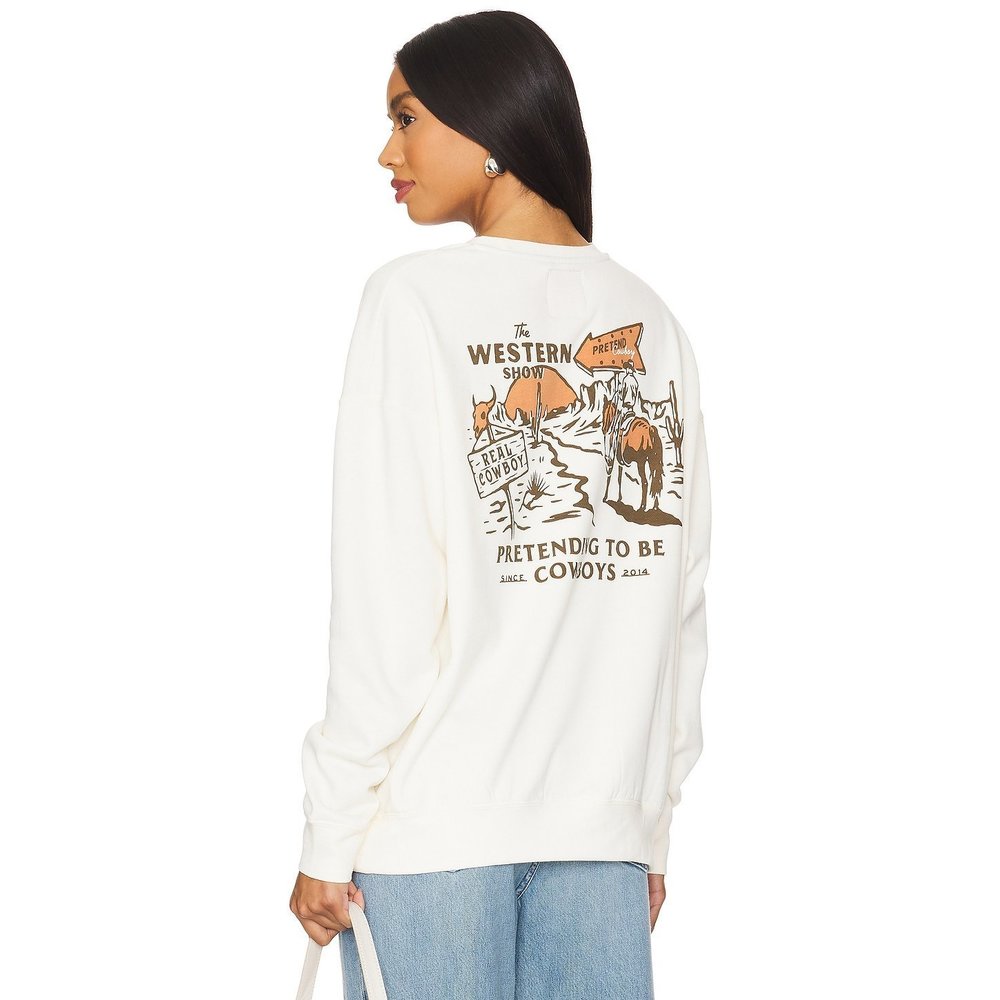 Sendero Provisions Co. Western Show Crewneck in Ivory